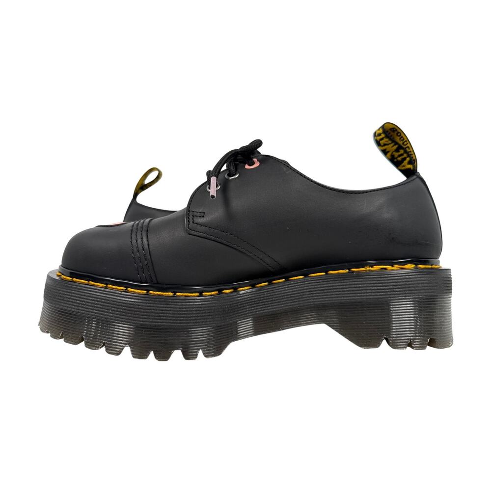 Dr Martens 1461 Quad Heart Platform Oxford Black Leather Pink Womens 8 30604001 - Picture 4 of 16